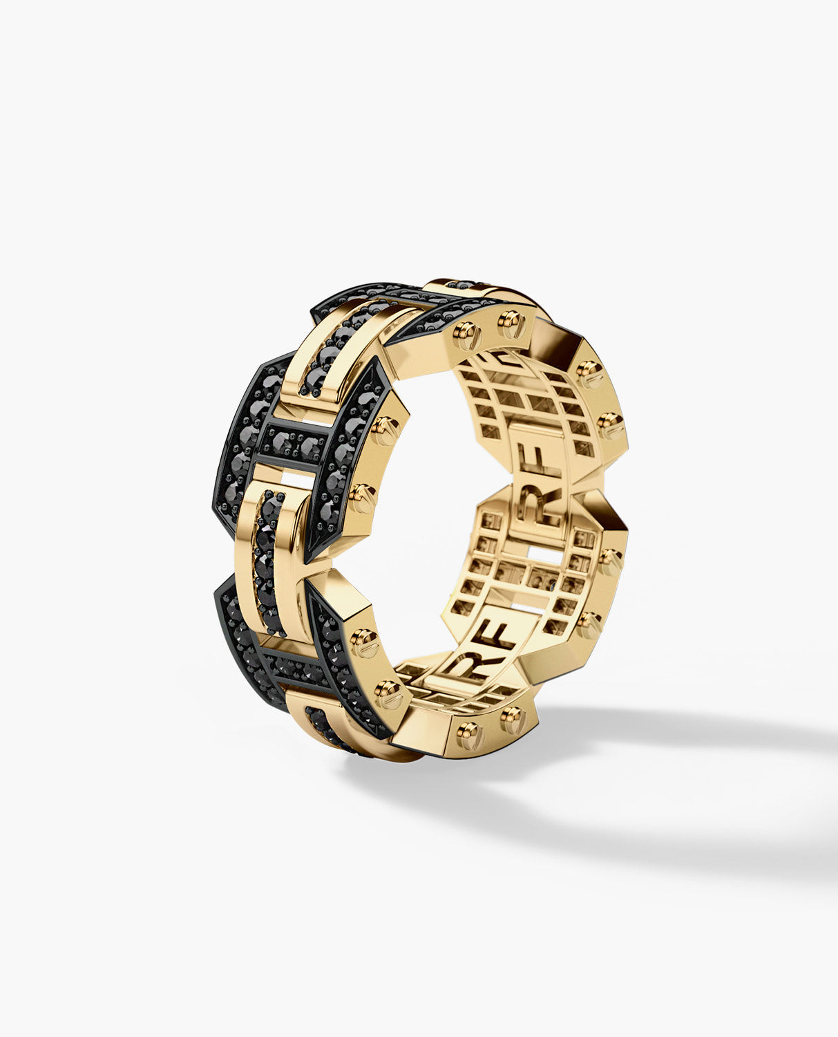 BRIGGS Gold Ring with 1.00ct Black Diamonds