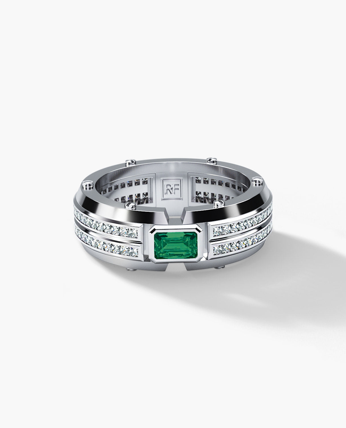 CLEBURNE Gold Statement Ring with 2.20ct Emerald and Diamonds