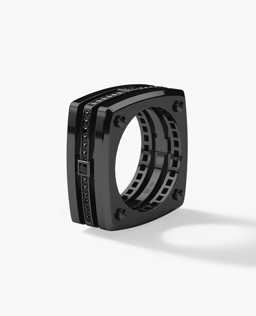 FORT KNOX EverBlak Gold Square Ring with 0.65ct Black Diamonds