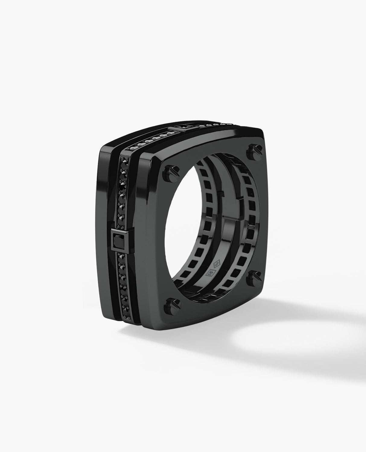 FORT KNOX EverBlak Gold Square Ring with 0.65ct Black Diamonds