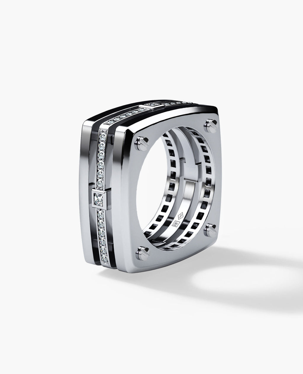 FORT KNOX Gold Square Ring with 0.65ct Diamonds