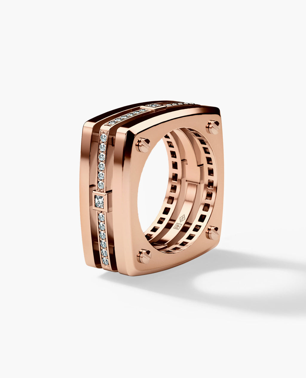 FORT KNOX Gold Square Ring with 0.65ct Diamonds
