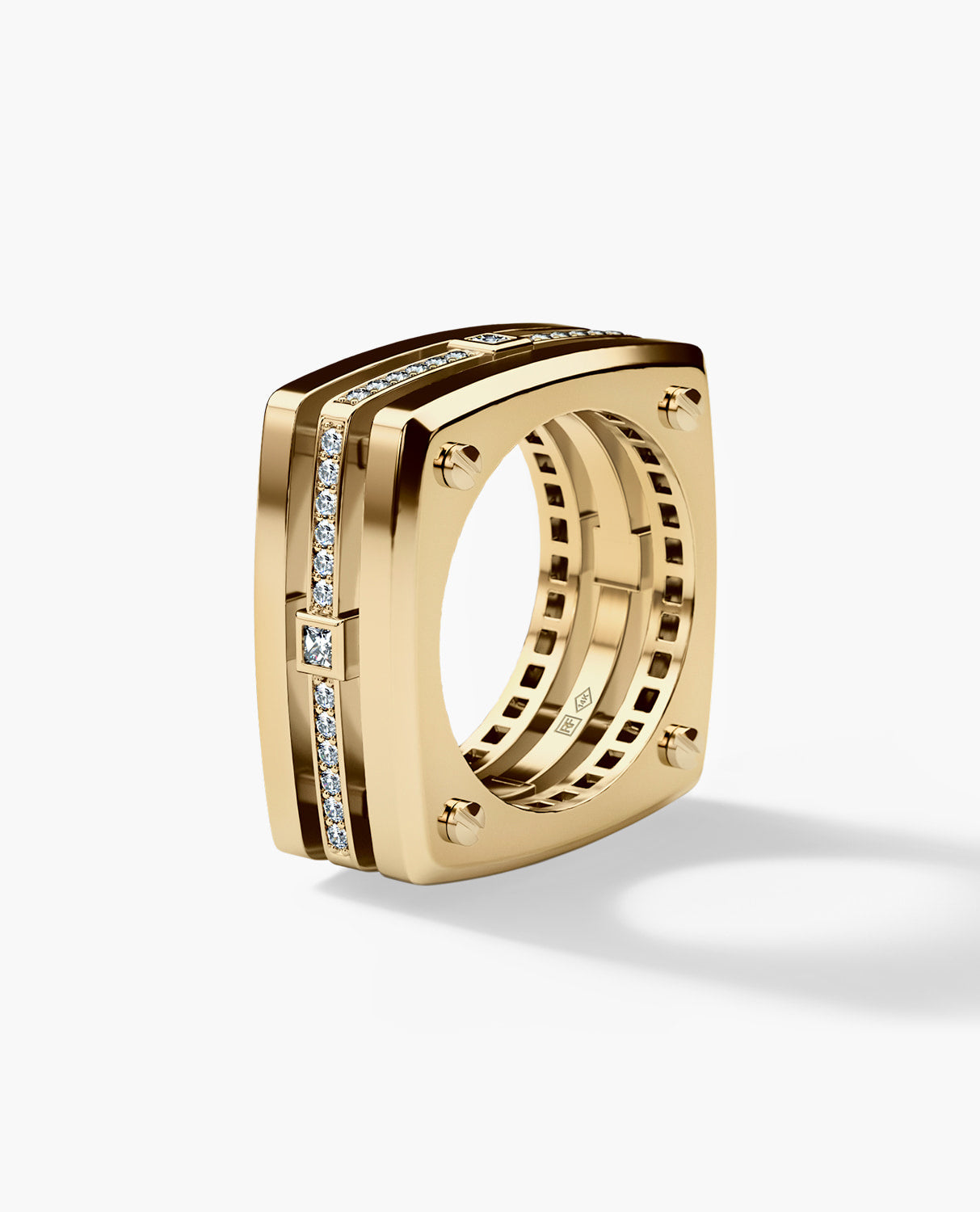 FORT KNOX Gold Square Ring with 0.65ct Diamonds