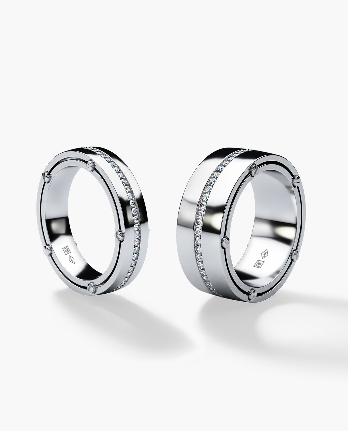 FRANKLIN Gold Matching Diamond Wedding Band Set