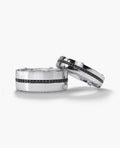 FRANKLIN Gold Matching Black Diamond Wedding Band Set