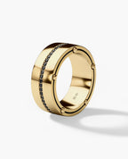 FRANKLIN Comfort Fit Gold Ring with 0.50ct Black Diamonds - 9mm - Wide Version