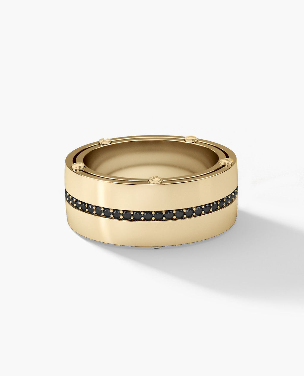 FRANKLIN Comfort Fit Gold Ring with 0.50ct Black Diamonds - 9mm - Wide Version