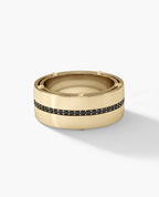 FRANKLIN Comfort Fit Gold Ring with 0.50ct Black Diamonds - 9mm - Wide Version