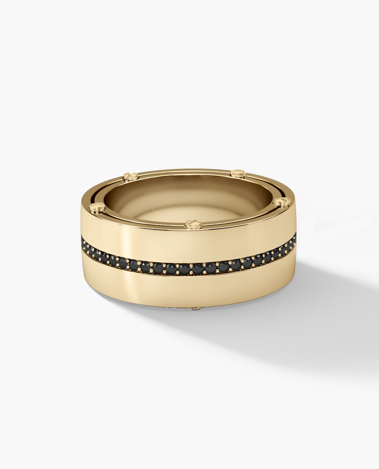FRANKLIN Comfort Fit Gold Ring with 0.50ct Black Diamonds - 9mm - Wide Version