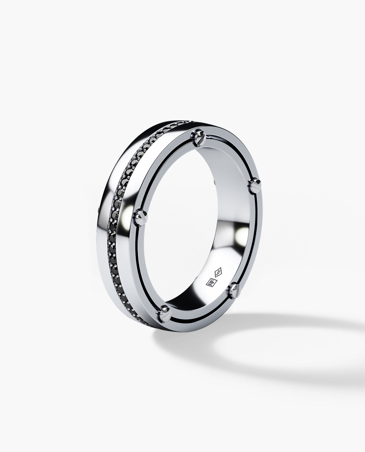 FRANKLIN Comfort Fit Gold Ring with 0.50ct Black Diamonds - 5mm
