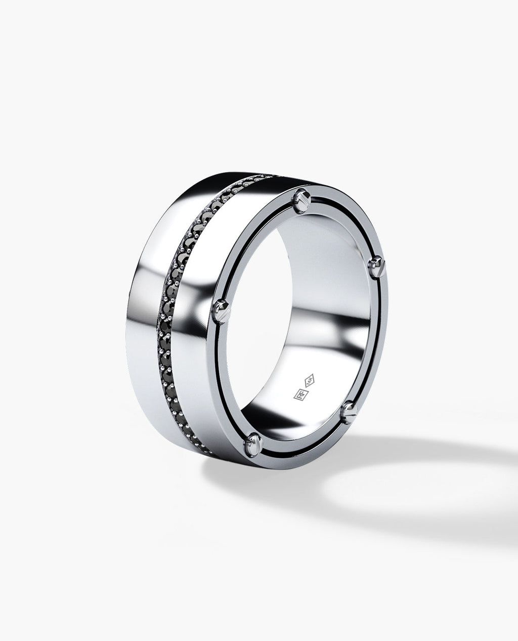 FRANKLIN Comfort Fit Gold Ring with 0.50ct Black Diamonds - 9mm - Wide Version