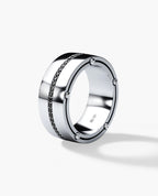 FRANKLIN Comfort Fit Gold Ring with 0.50ct Black Diamonds - 9mm - Wide Version