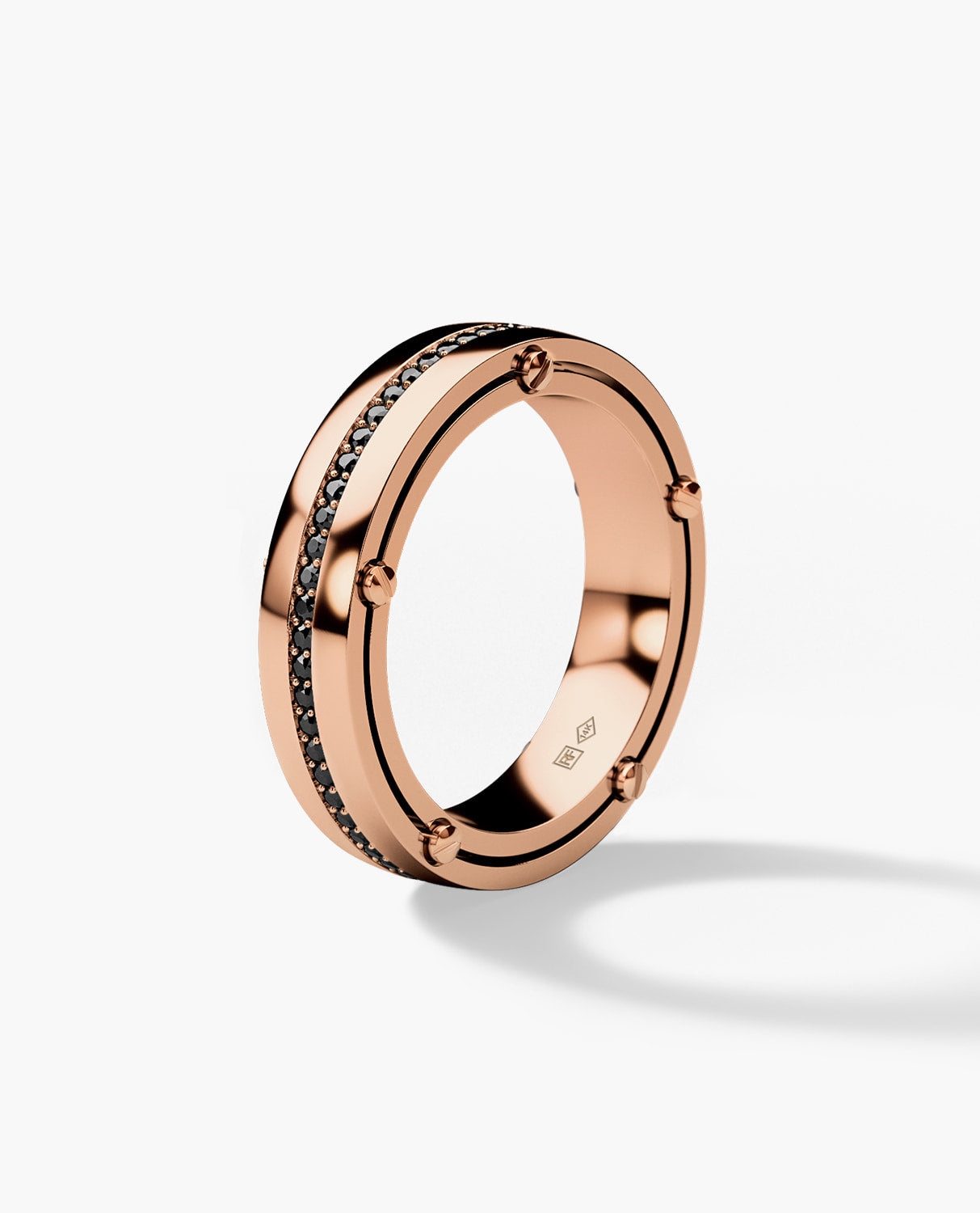 FRANKLIN Comfort Fit Gold Ring with 0.50ct Black Diamonds - 5mm