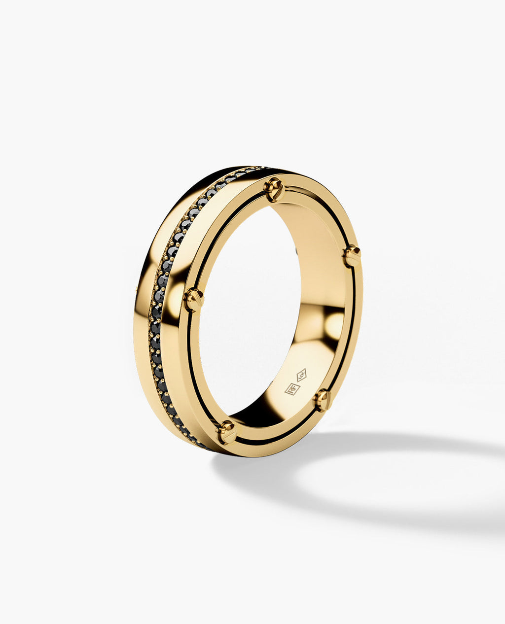 FRANKLIN Comfort Fit Gold Ring with 0.50ct Black Diamonds - 5mm