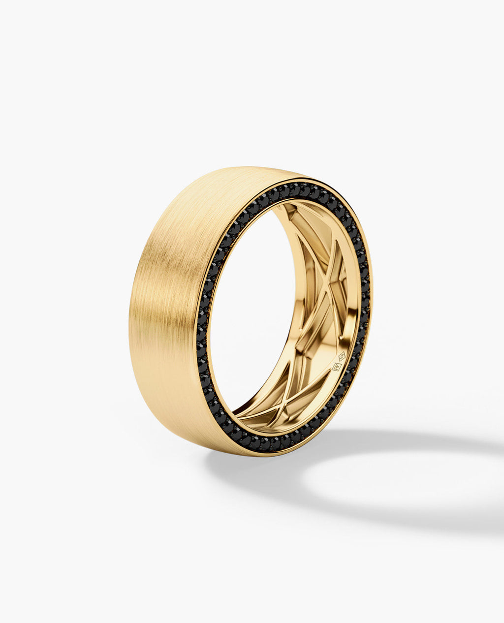 JERRITT Comfort Fit Mens Gold Ring with 0.70ct Black Diamonds