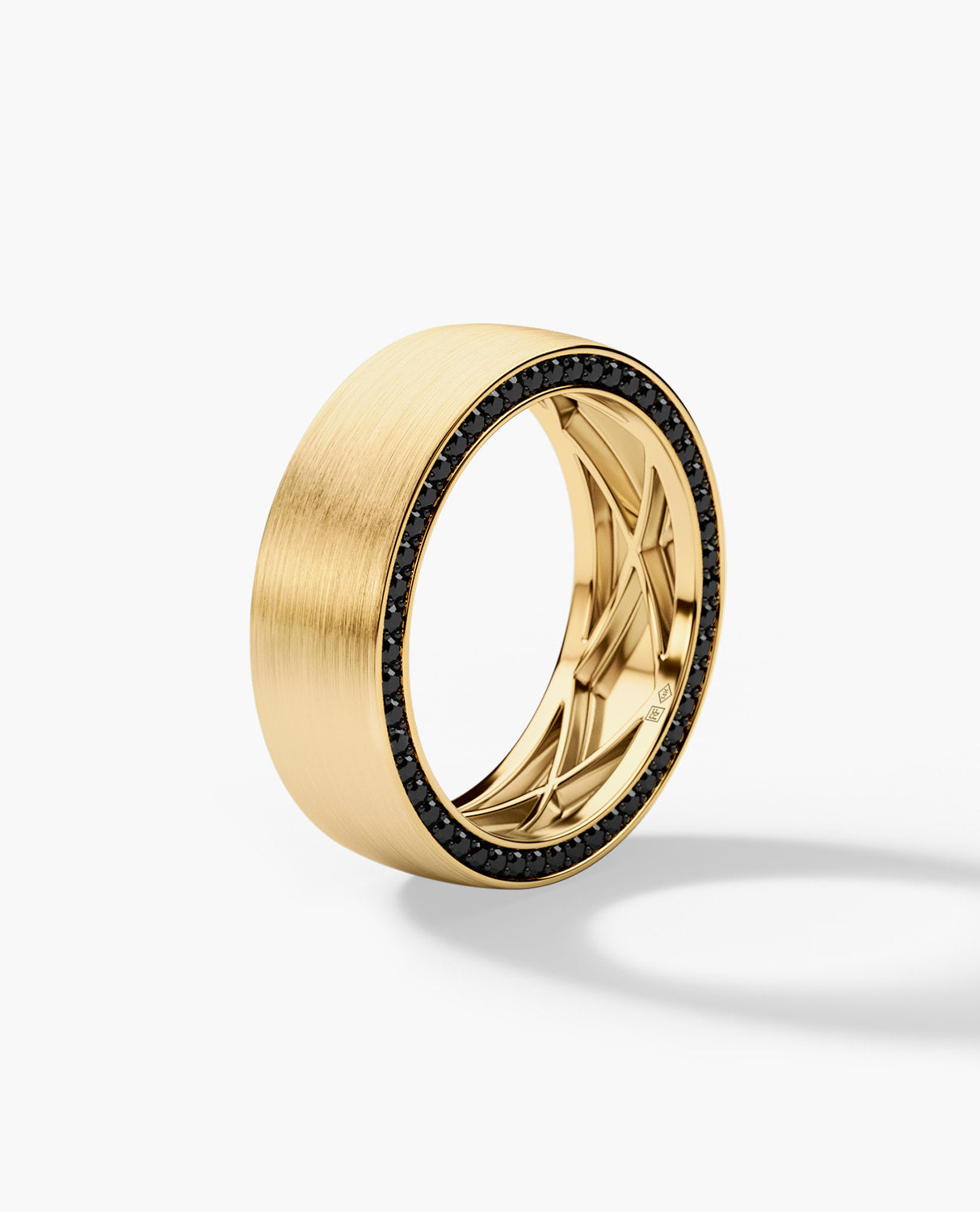 JERRITT Comfort Fit Mens Gold Ring with 0.70ct Black Diamonds