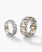 LA PAZ Two-Tone Gold Matching Diamond Wedding Band Set