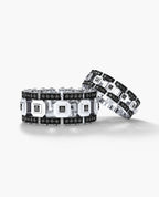 LA PAZ Gold Matching Black Diamond Wedding Band Set