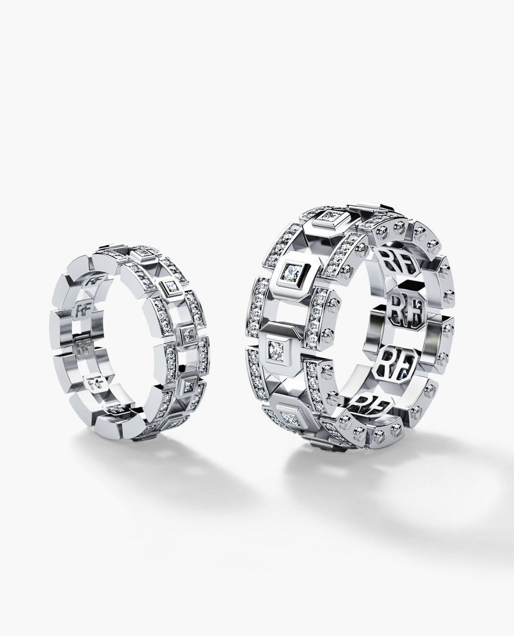 LA PAZ Gold Matching Diamond Wedding Band Set