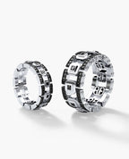 LA PAZ Gold Matching Black Diamond Wedding Band Set