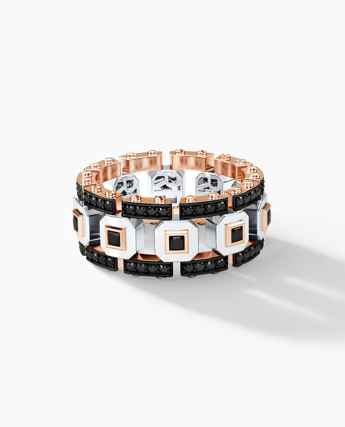 LA PAZ Two-Tone Gold Ring with 1.20ct Black Diamonds