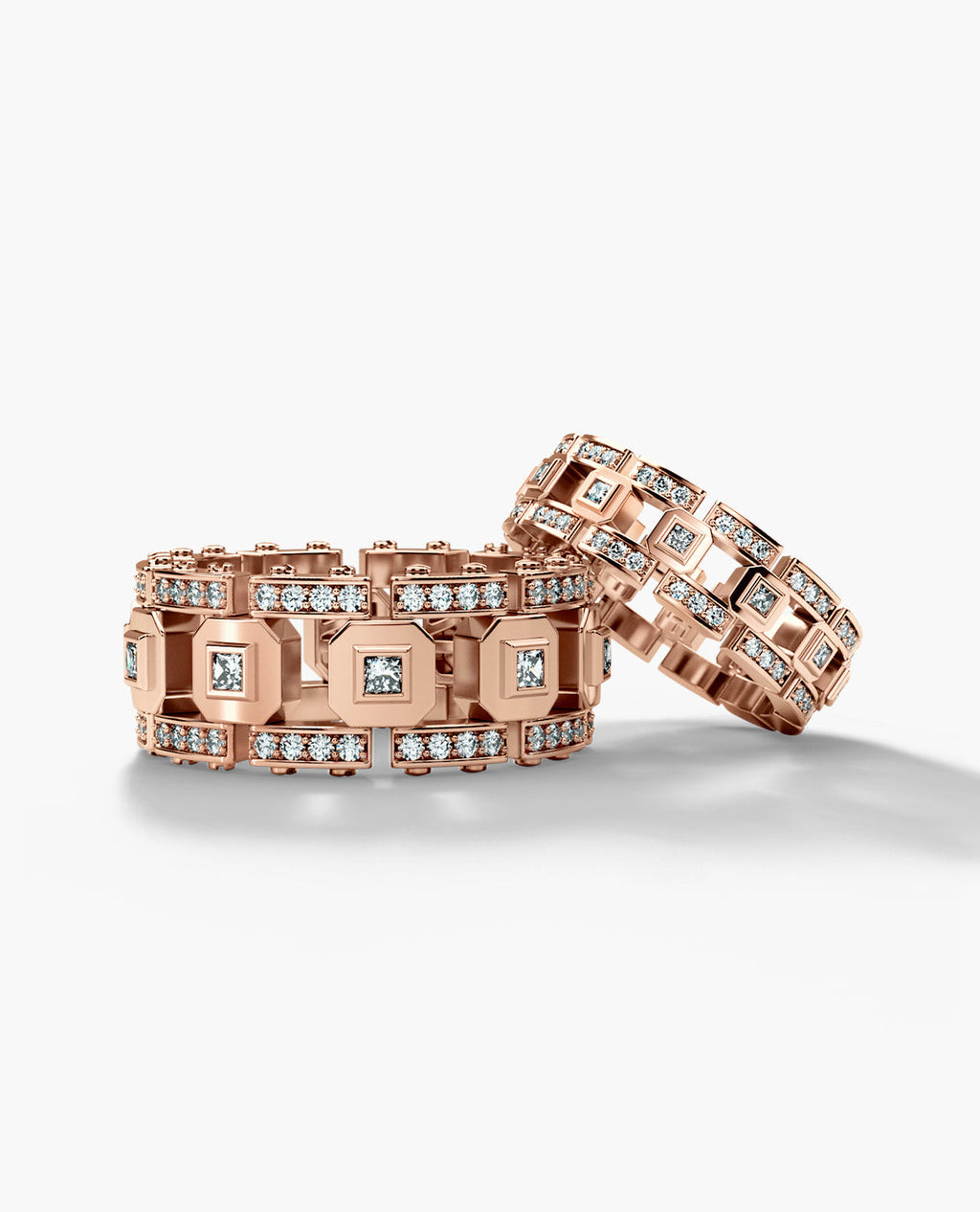 LA PAZ Gold Matching Diamond Wedding Band Set