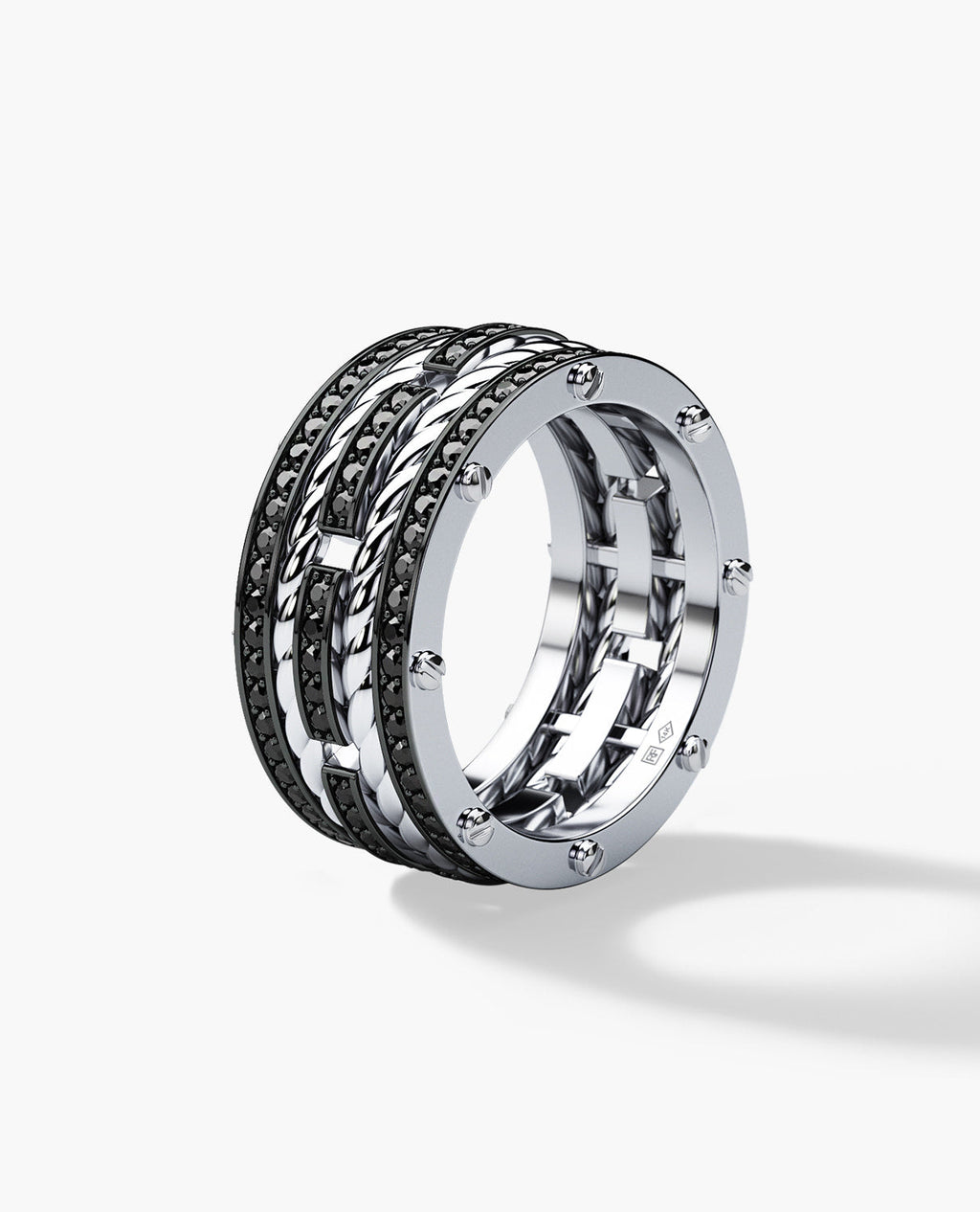 ROPES Gold Ring with 1.45ct Black Diamonds