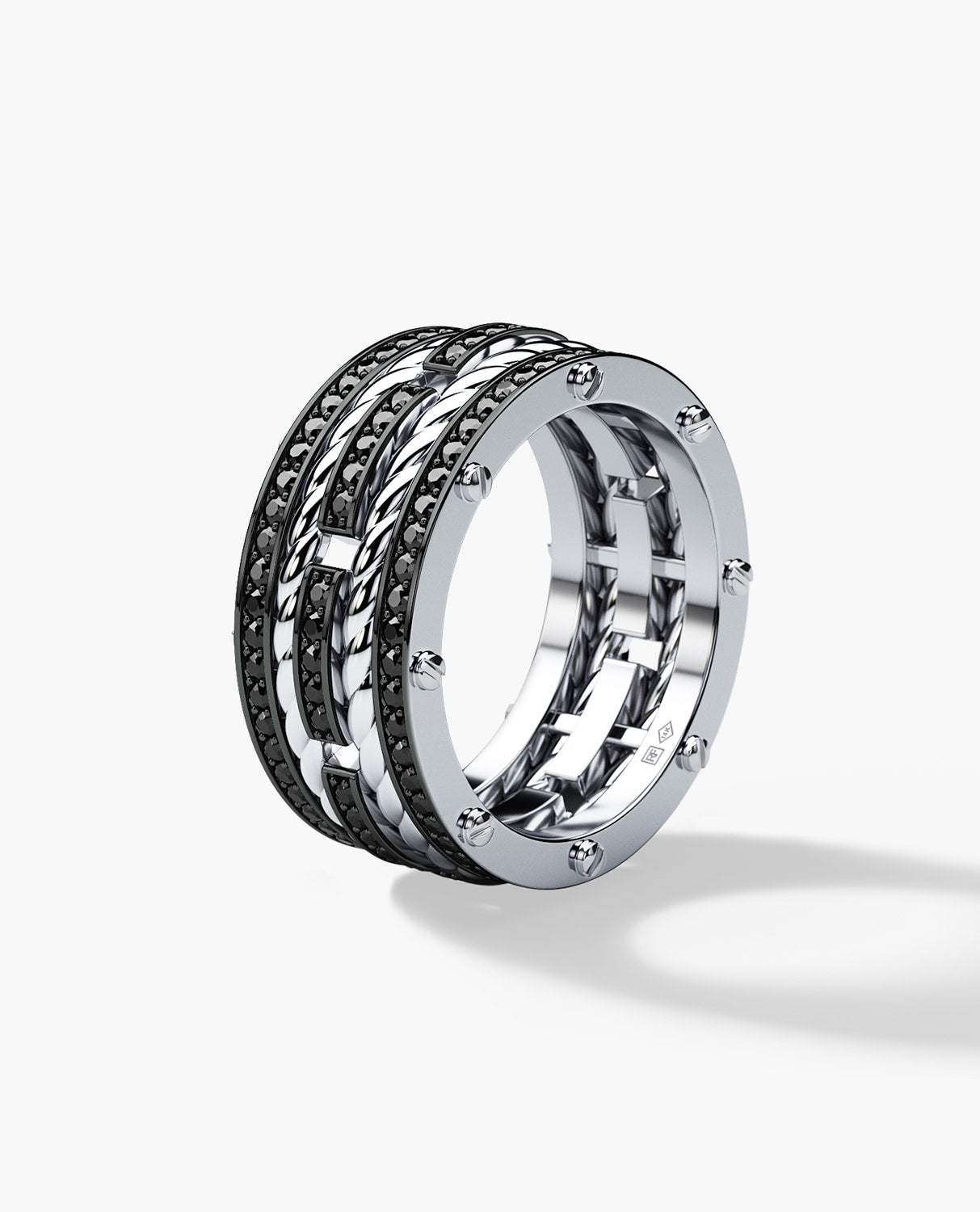 ROPES Gold Ring with 1.45ct Black Diamonds