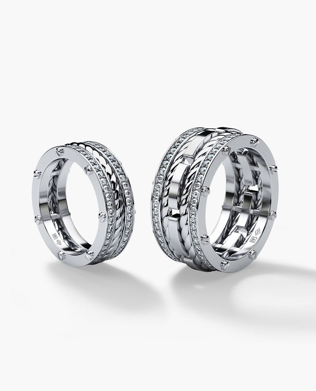 ROPES Gold Matching Diamond Wedding Band Set