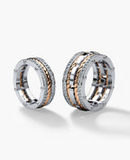 ROPES Two-Tone Gold Matching Diamond Wedding Band Set