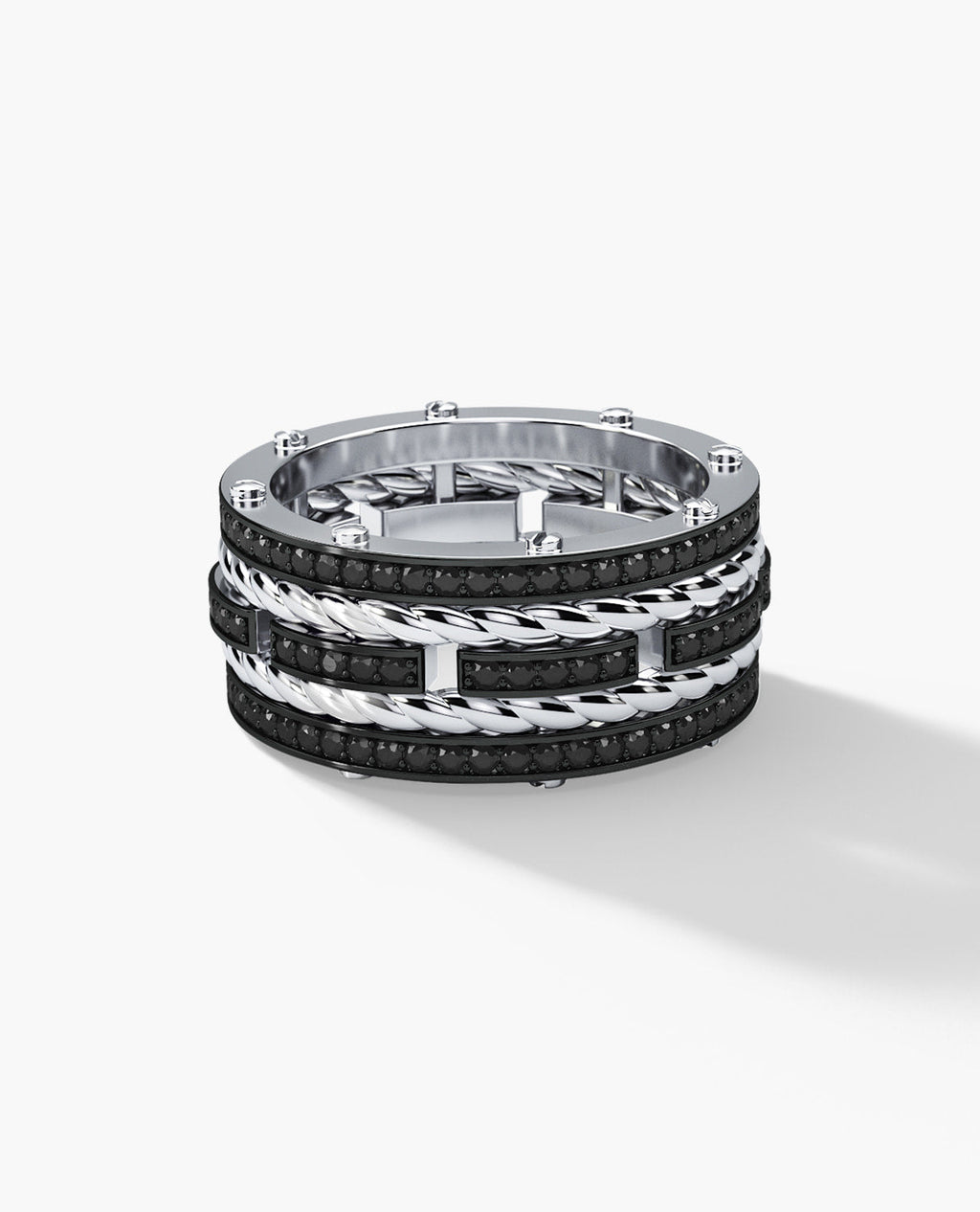 ROPES Gold Ring with 1.45ct Black Diamonds