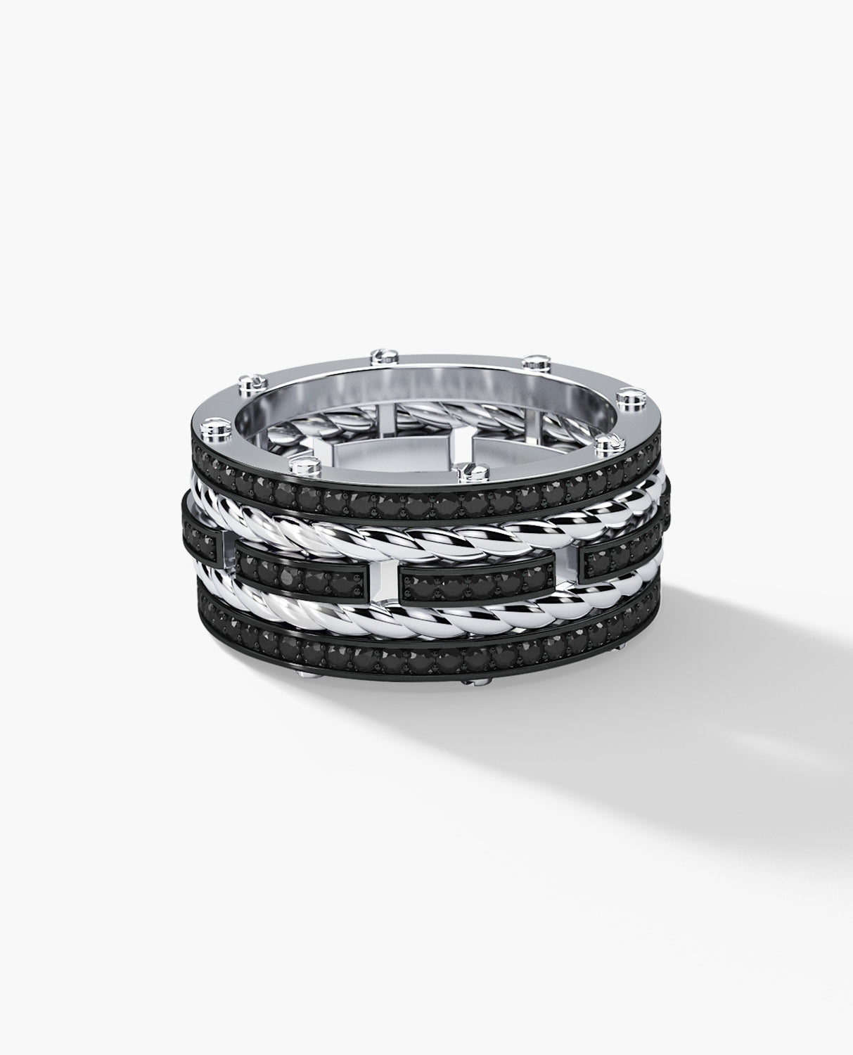 ROPES Gold Ring with 1.45ct Black Diamonds