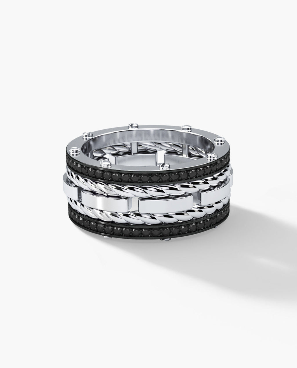 ROPES Gold Ring with 1.05ct Black Diamonds