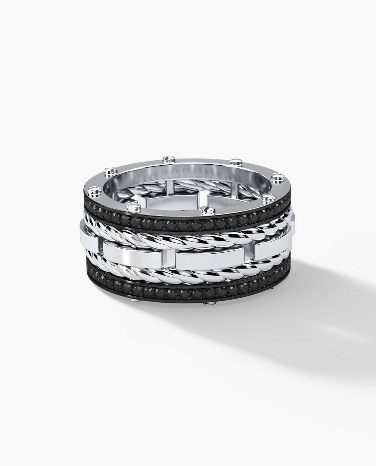 ROPES Gold Ring with 1.05ct Black Diamonds