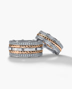 ROPES Two-Tone Gold Matching Diamond Wedding Band Set