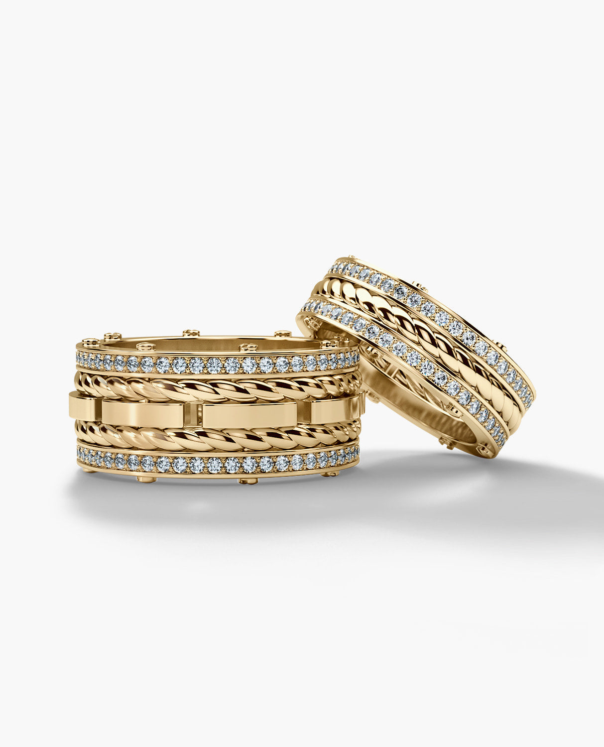 ROPES Gold Matching Diamond Wedding Band Set