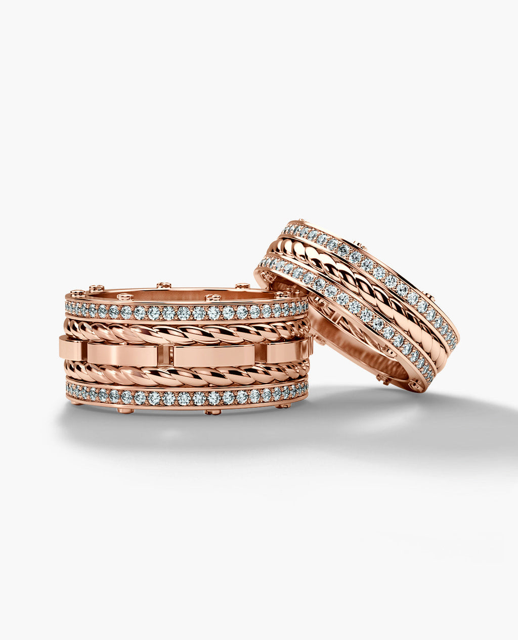 ROPES Gold Matching Diamond Wedding Band Set