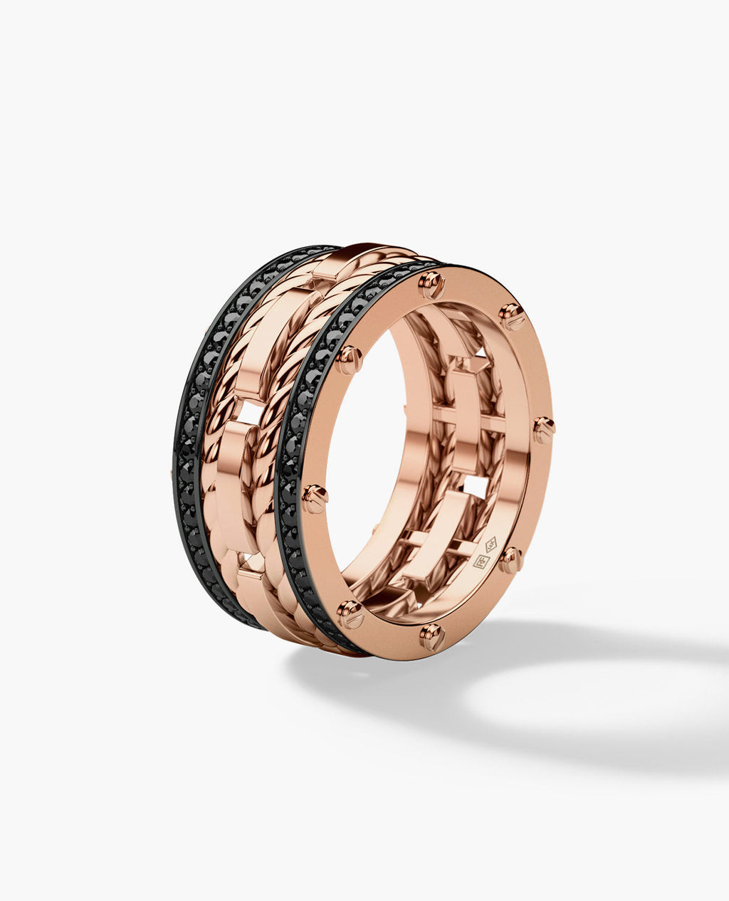 ROPES Gold Ring with 1.05ct Black Diamonds