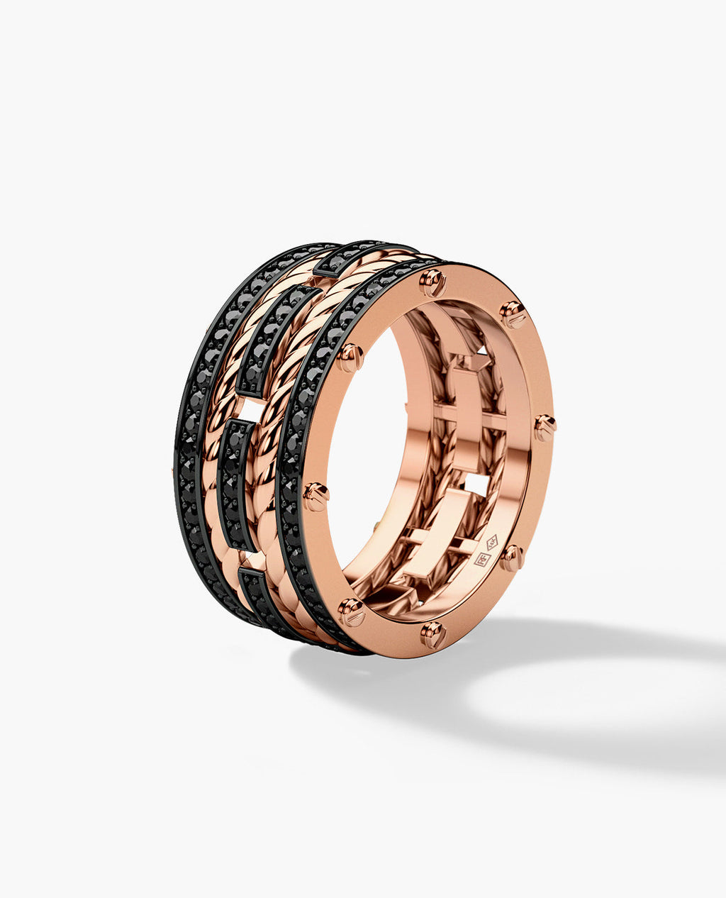 ROPES Gold Ring with 1.45ct Black Diamonds
