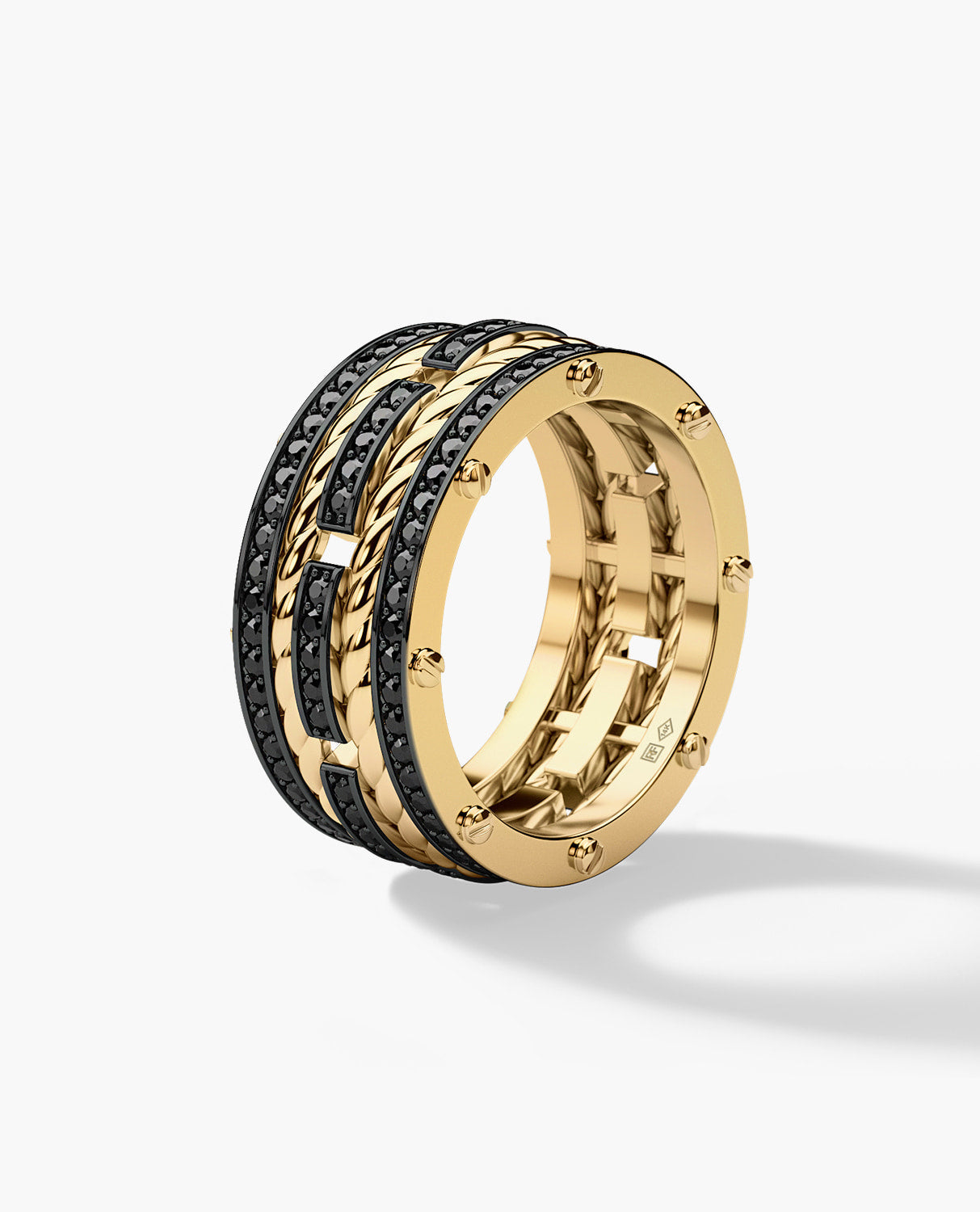 ROPES Gold Ring with 1.45ct Black Diamonds
