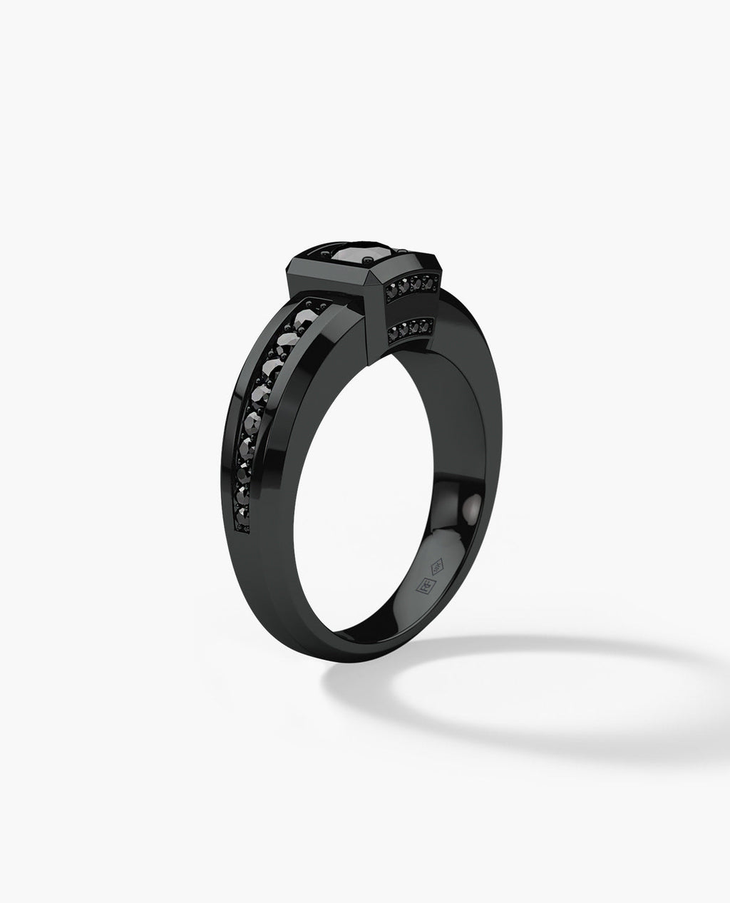 VULTURE Comfort Fit Men's EverBlak Black Gold Solitaire Engagement Ring with 0.90ct Black Diamonds