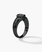 VULTURE Comfort Fit Men's EverBlak Black Gold Solitaire Engagement Ring with 0.90ct Black Diamonds