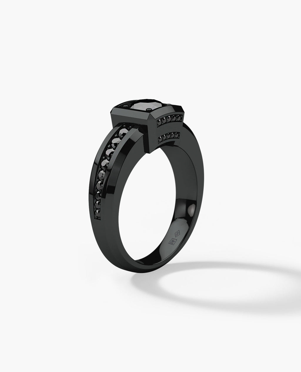 VULTURE Comfort Fit Men's EverBlak Black Gold Solitaire Engagement Ring with 1.45ct Black Diamonds