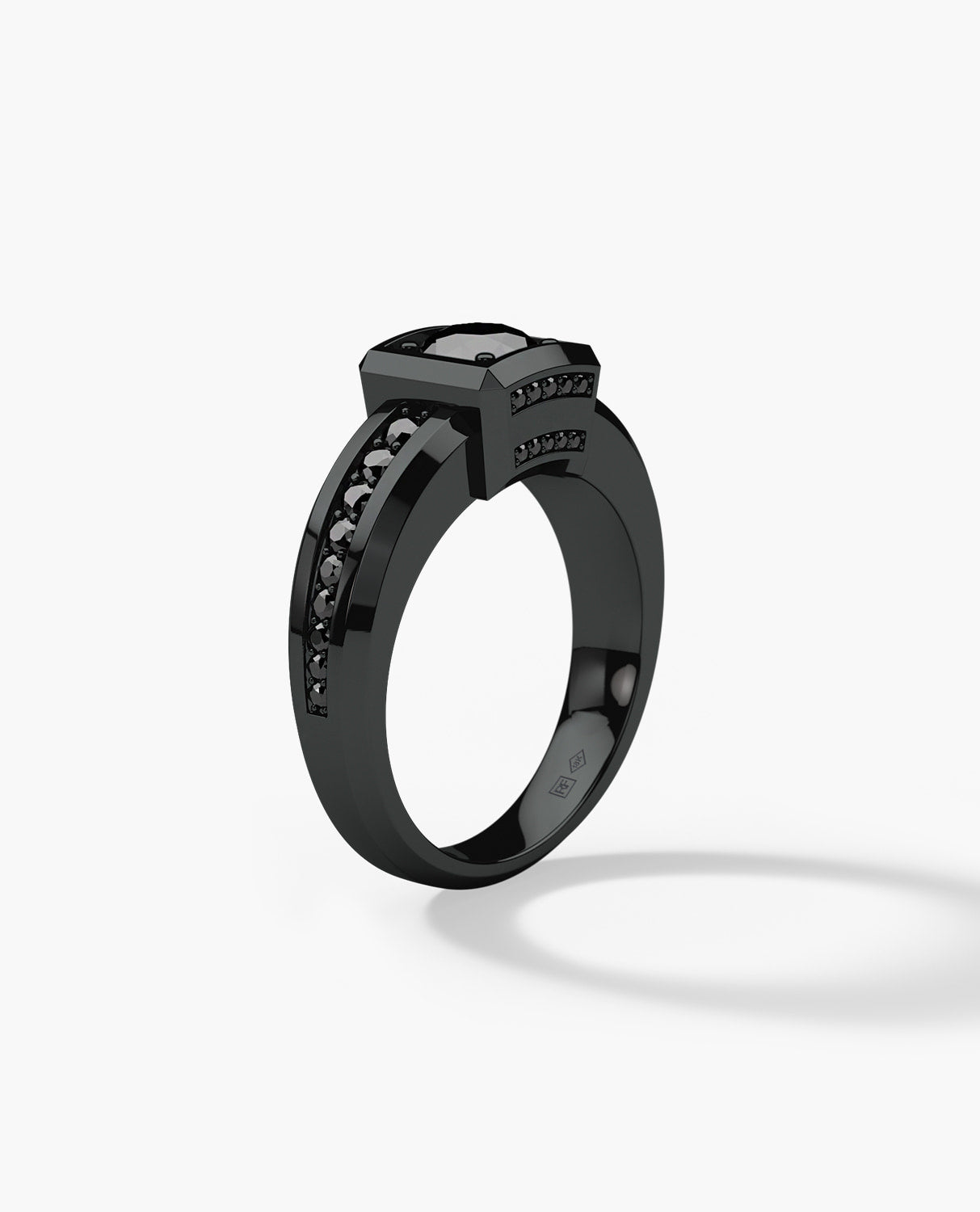 VULTURE Comfort Fit Men's EverBlak Black Gold Solitaire Engagement Ring with 1.45ct Black Diamonds
