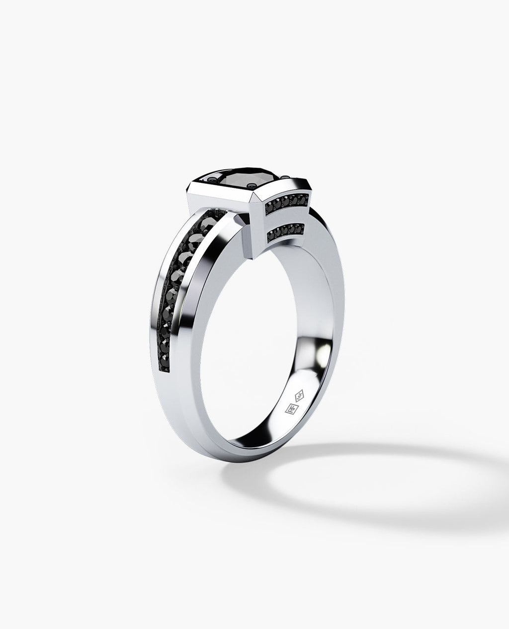 VULTURE Comfort Fit Men's Gold Solitaire Engagement Ring with 1.45ct Black Diamonds