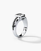 VULTURE Comfort Fit Men's Gold Solitaire Engagement Ring with 1.45ct Black Diamonds