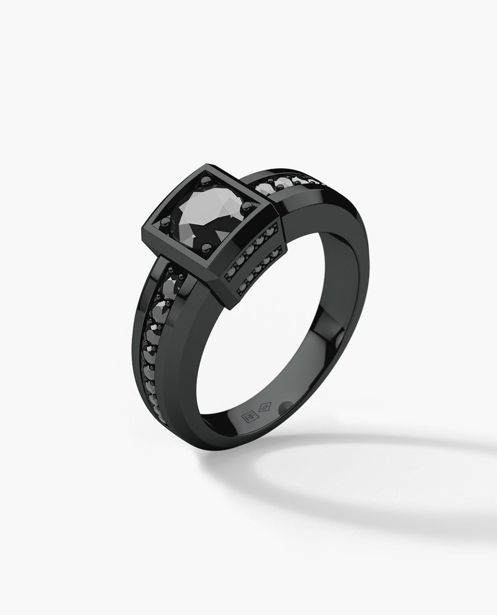 VULTURE Comfort Fit Men's EverBlak Black Gold Solitaire Engagement Ring with 1.45ct Black Diamonds