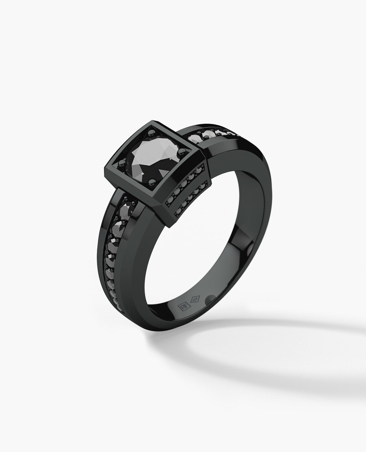 VULTURE Comfort Fit Men's EverBlak Black Gold Solitaire Engagement Ring with 1.45ct Black Diamonds
