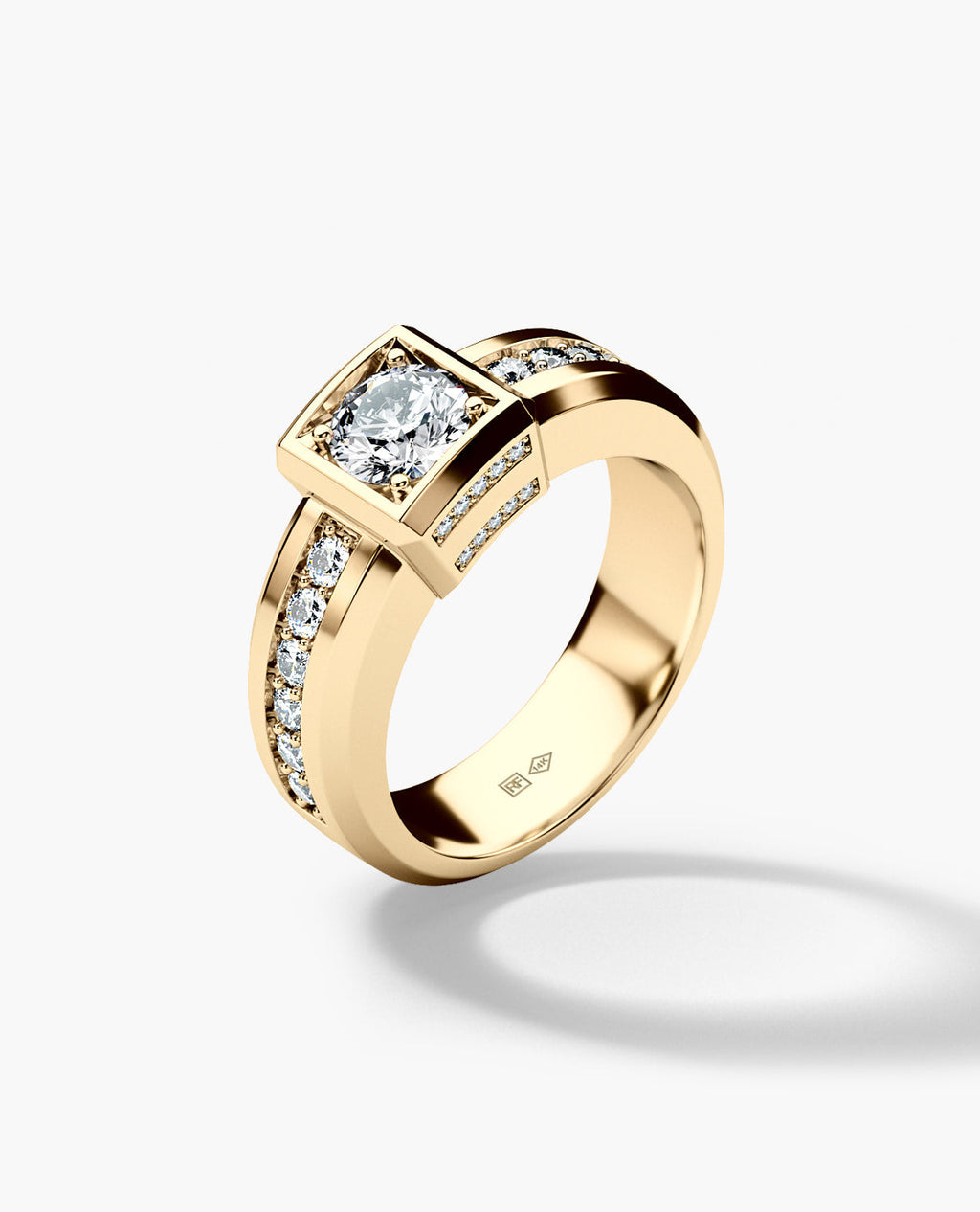 VULTURE Comfort Fit Men's Gold Solitaire Engagement Ring with 1.65ct Diamonds