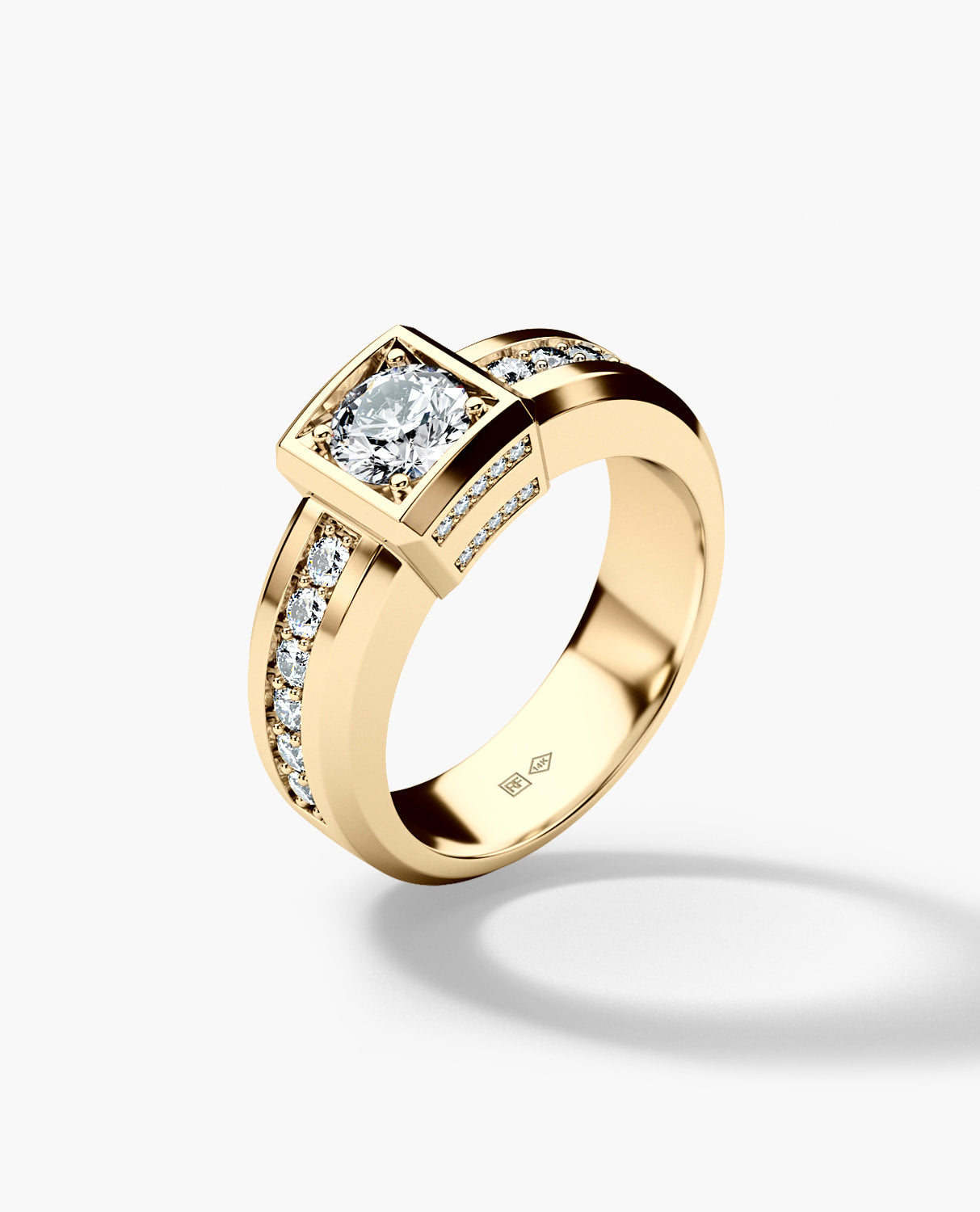 VULTURE Comfort Fit Men's Gold Solitaire Engagement Ring with 1.65ct Diamonds